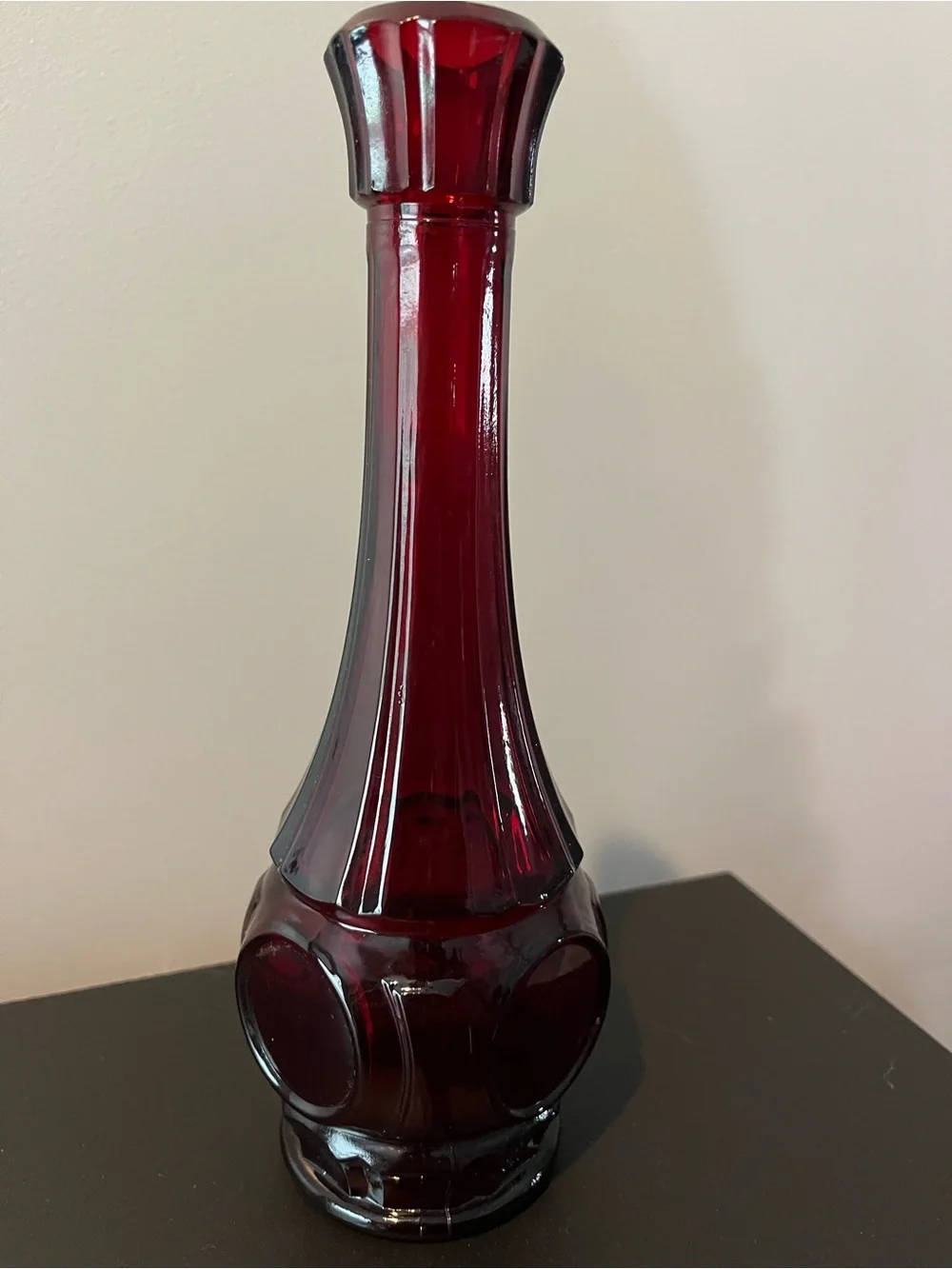 Wheaton Bullseye Ruby Red Bud Vase Mid Century Modern 9”